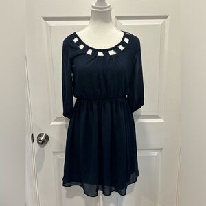 BCX Dress Blue Lace Bell size XS Classic Church‎ School Work Wedding Dance